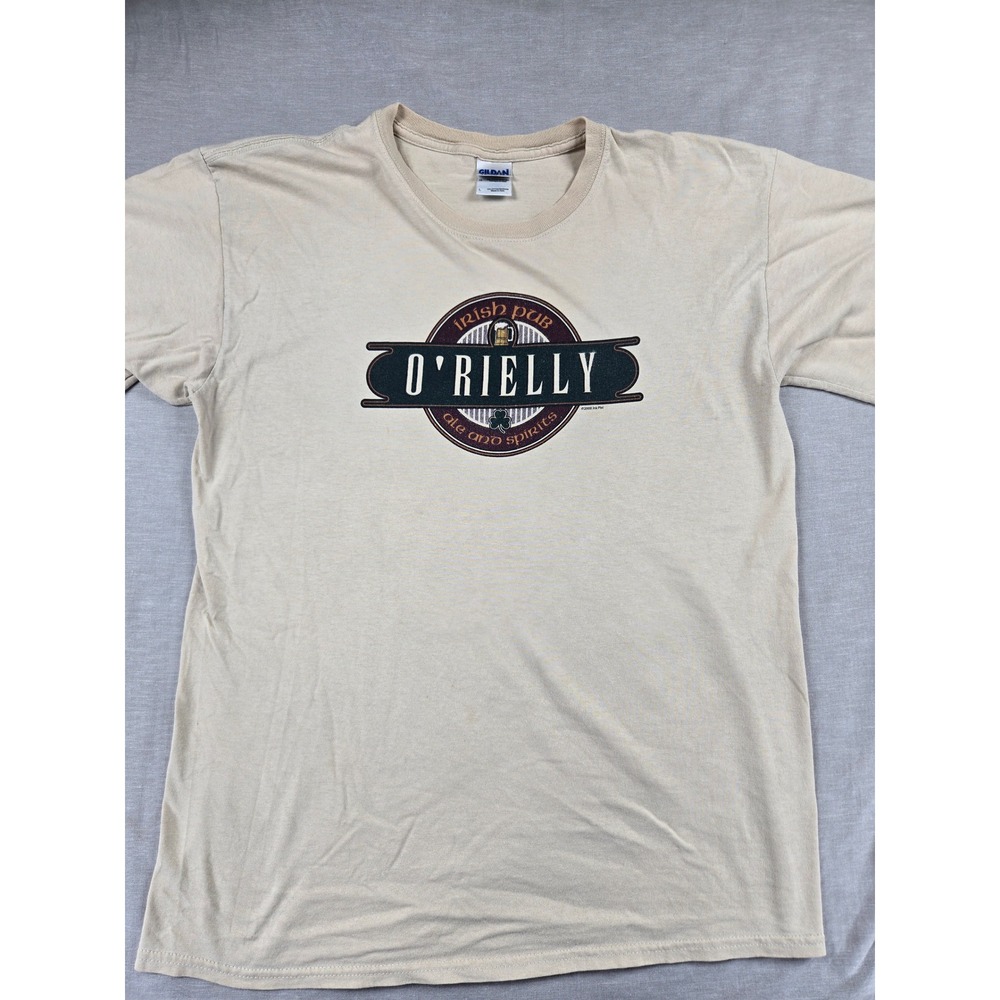 Gildan Ultra Cotton Mens ORielly Irish‎ Pub Graphic T-Shirt Tan Large 2008 Logo